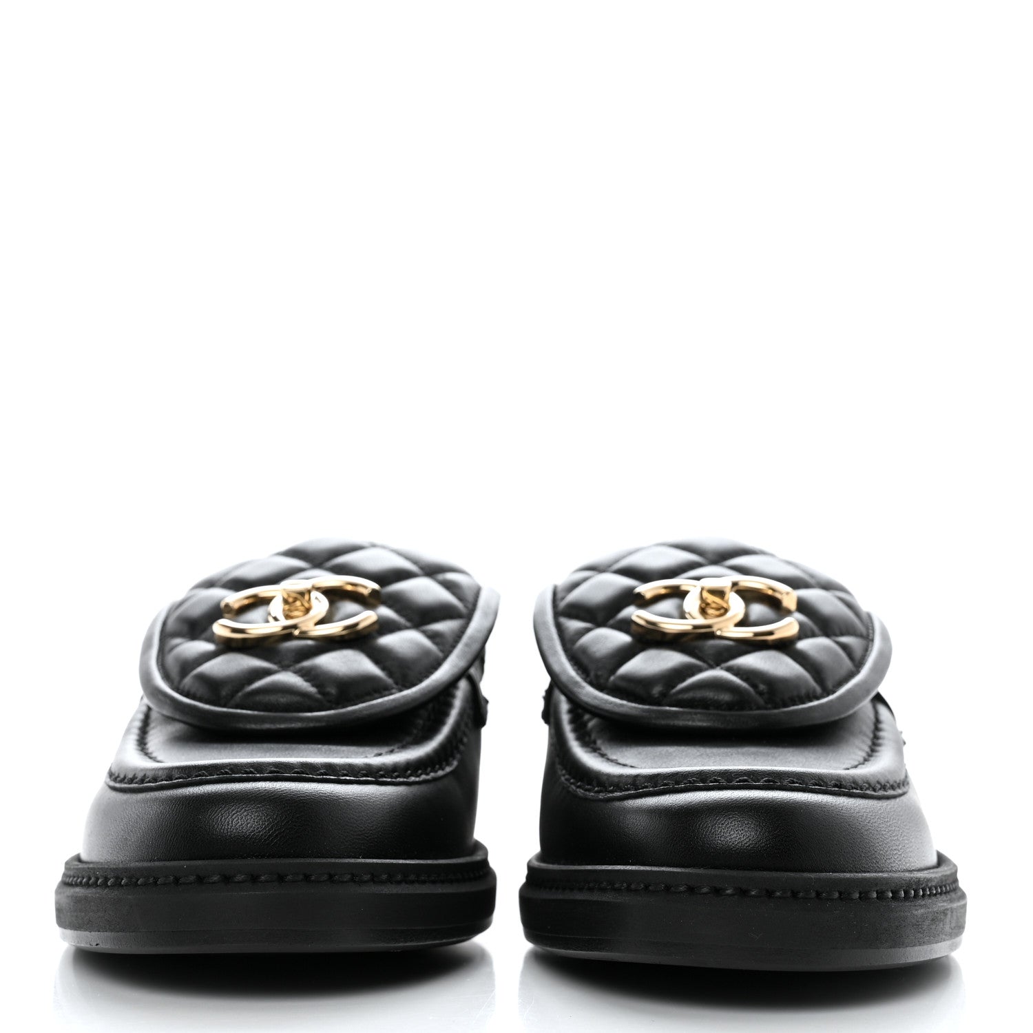 Chanel Lambskin Quilted CC Turnlock Loafers 37 Black 2 of 9