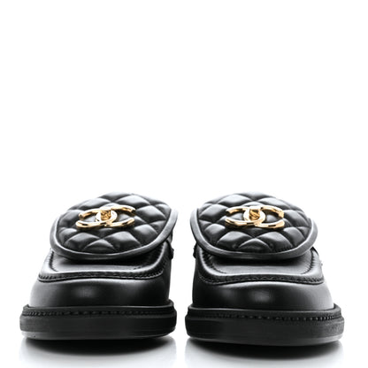 Chanel Lambskin Quilted CC Turnlock Loafers 37 Black 2 of 9