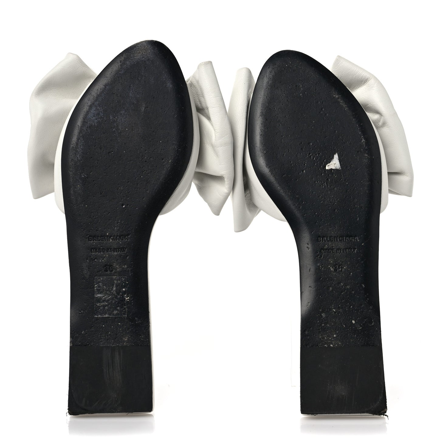 Smooth Nappa Square Knife Bow Mules 36 White