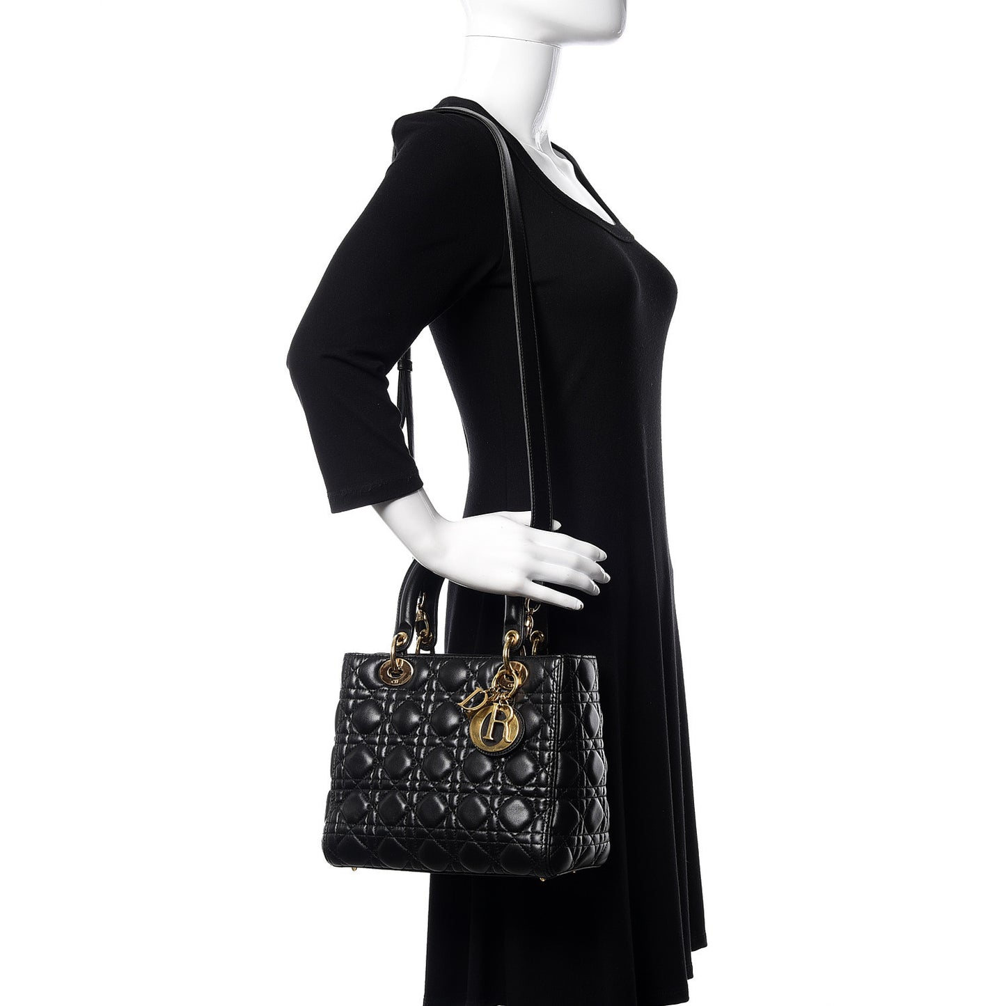 Lambskin Cannage Medium Lady Dior Black