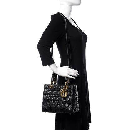 Christian Dior Lambskin Cannage Medium Lady Dior Black 2 of 10