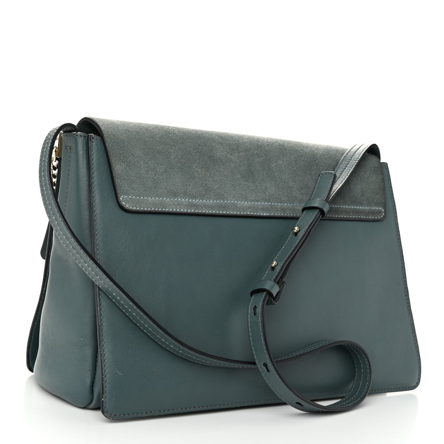 Suede Calfskin Medium Faye Shoulder Flap Bag Cloudy Blue