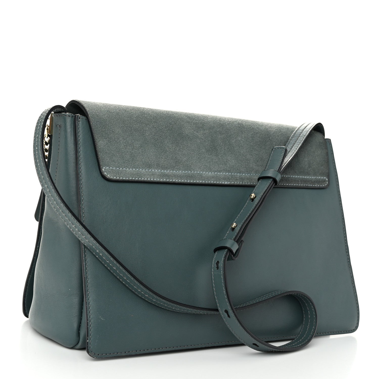 Chloe Suede Calfskin Medium Faye Shoulder Flap Bag Cloudy Blue 3 of 9