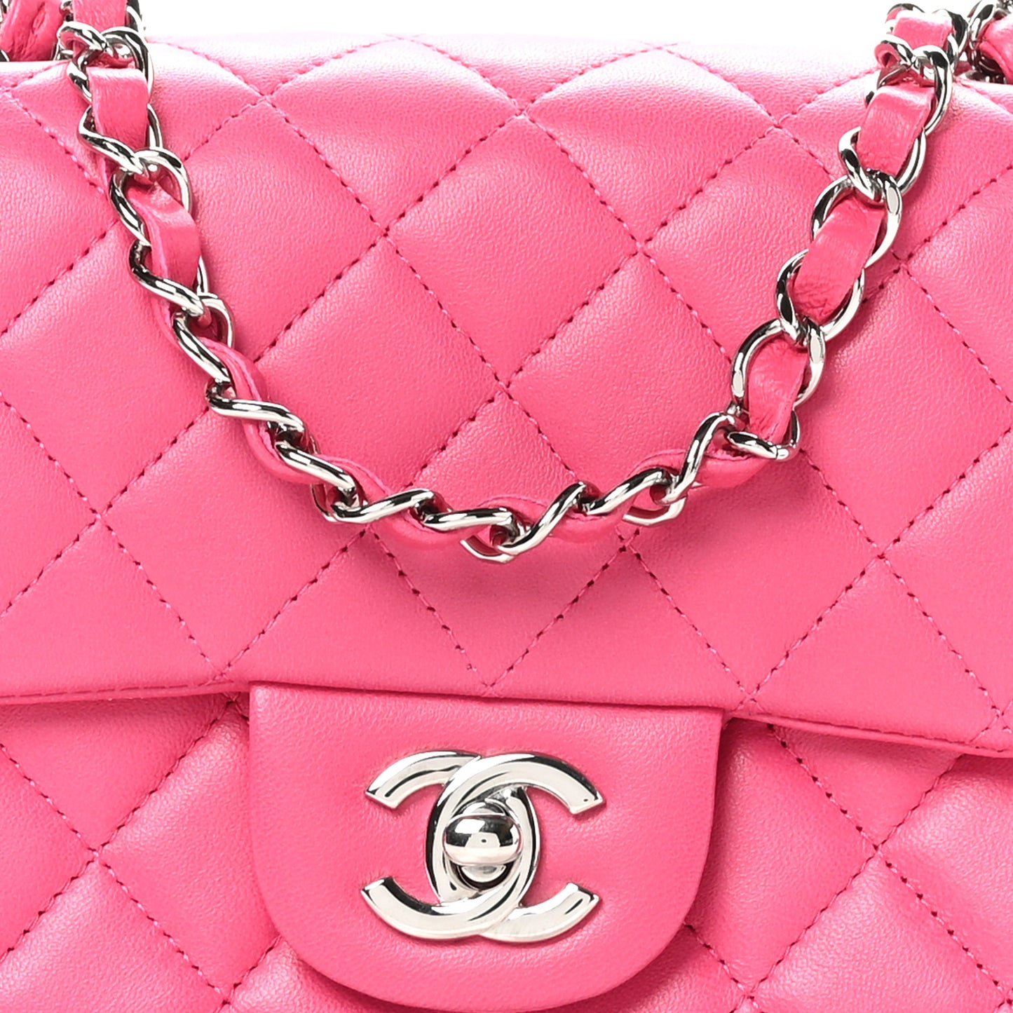 Lambskin Quilted Mini Square Flap Pink