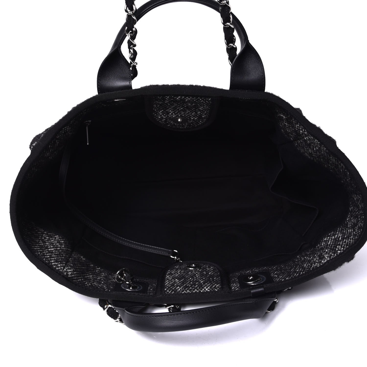 Chanel Mixed Fibers Calfskin Medium Deauville Tote Black 4 of 5