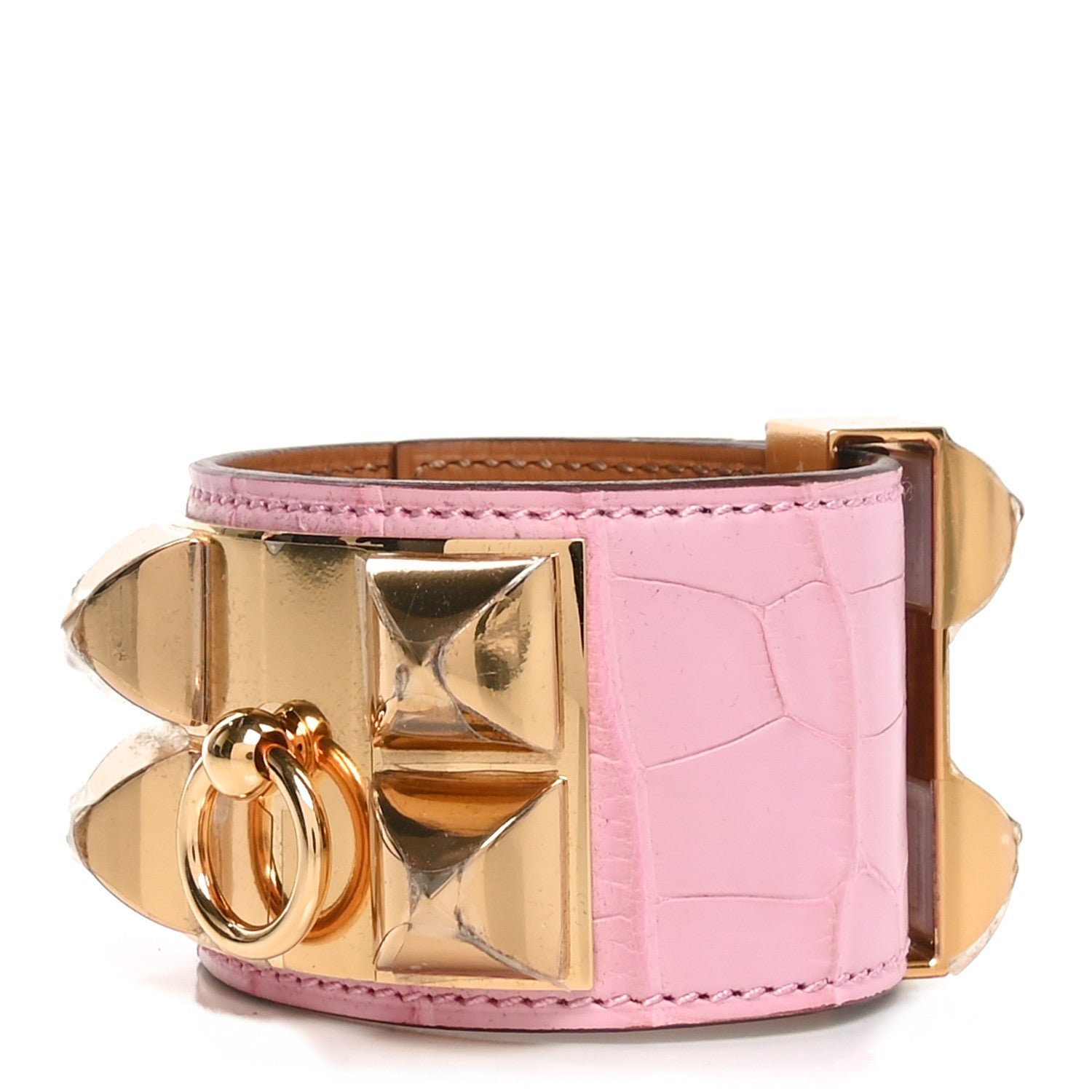 Hermes Matte Alligator Collier De Chien CDC Bracelet T2  5P Pink 1 of 5