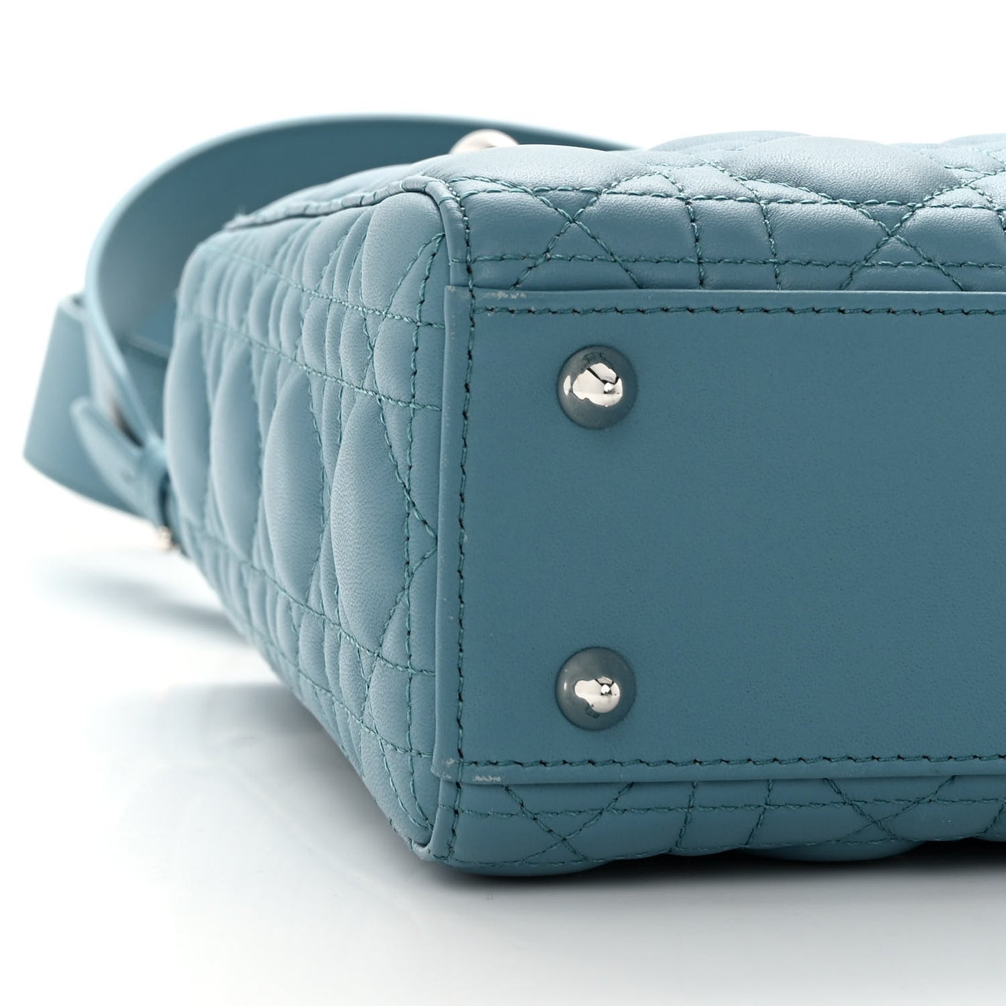 CHRISTIAN DIOR Lambskin Cannage Small My ABCDior Lady Dior Blue