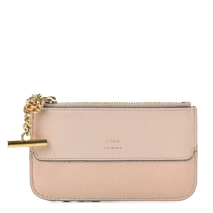 Chloe Grained Calfskin Drew Card Holder Cement Pink 1 of 8