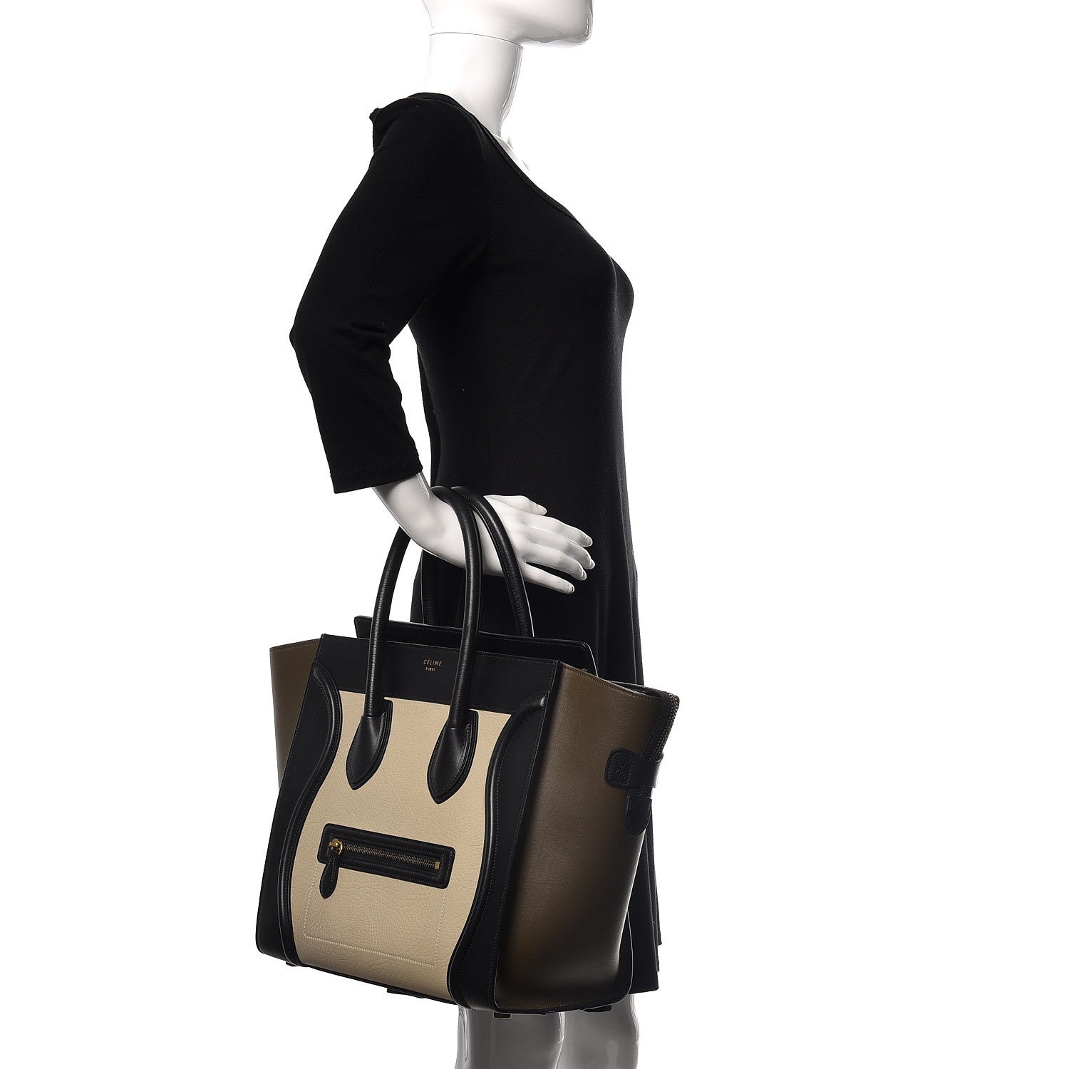 Celine Elephant Calfskin Mini Tri-Color Luggage Chalk 2 of 11