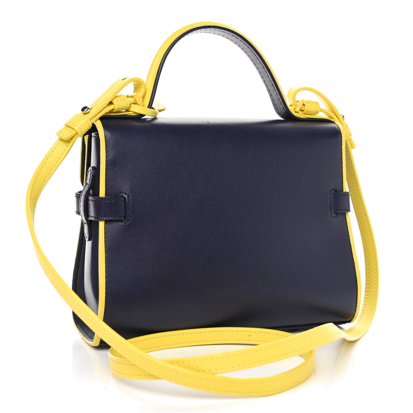 Smooth Calfskin Mini Tempete Satchel Navy Yellow