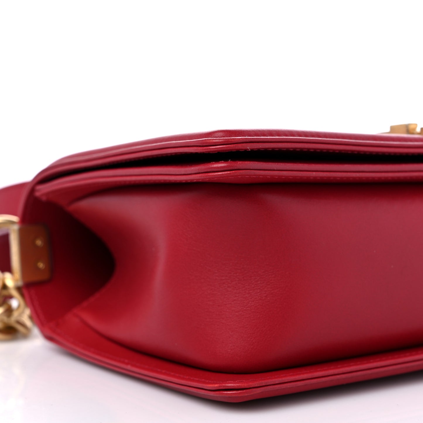 Calfskin Medium Boy Logo Top Handle Flap Red