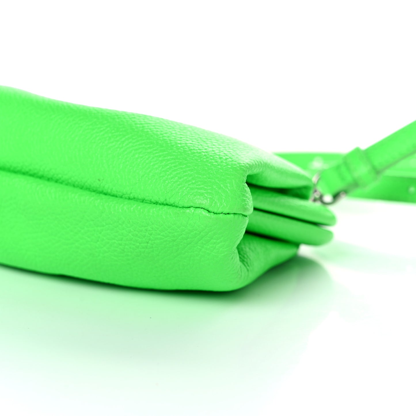 Grained Calfskin Logo Cloud Clutch XS Fluo Green