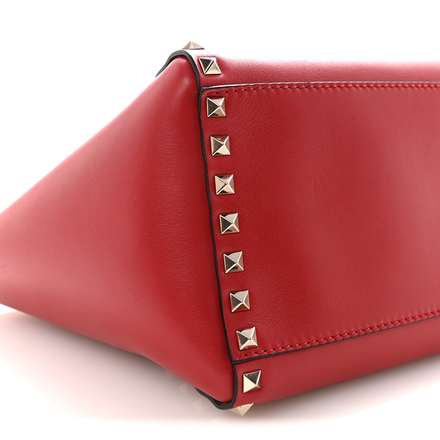 Vitello Small Rockstud Double Handle Tote Rosso Valentino
