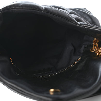 Saint Laurent Lambskin Quilted Medium Loulou Puffer Monogram Chain Satchel Black 4 of 4
