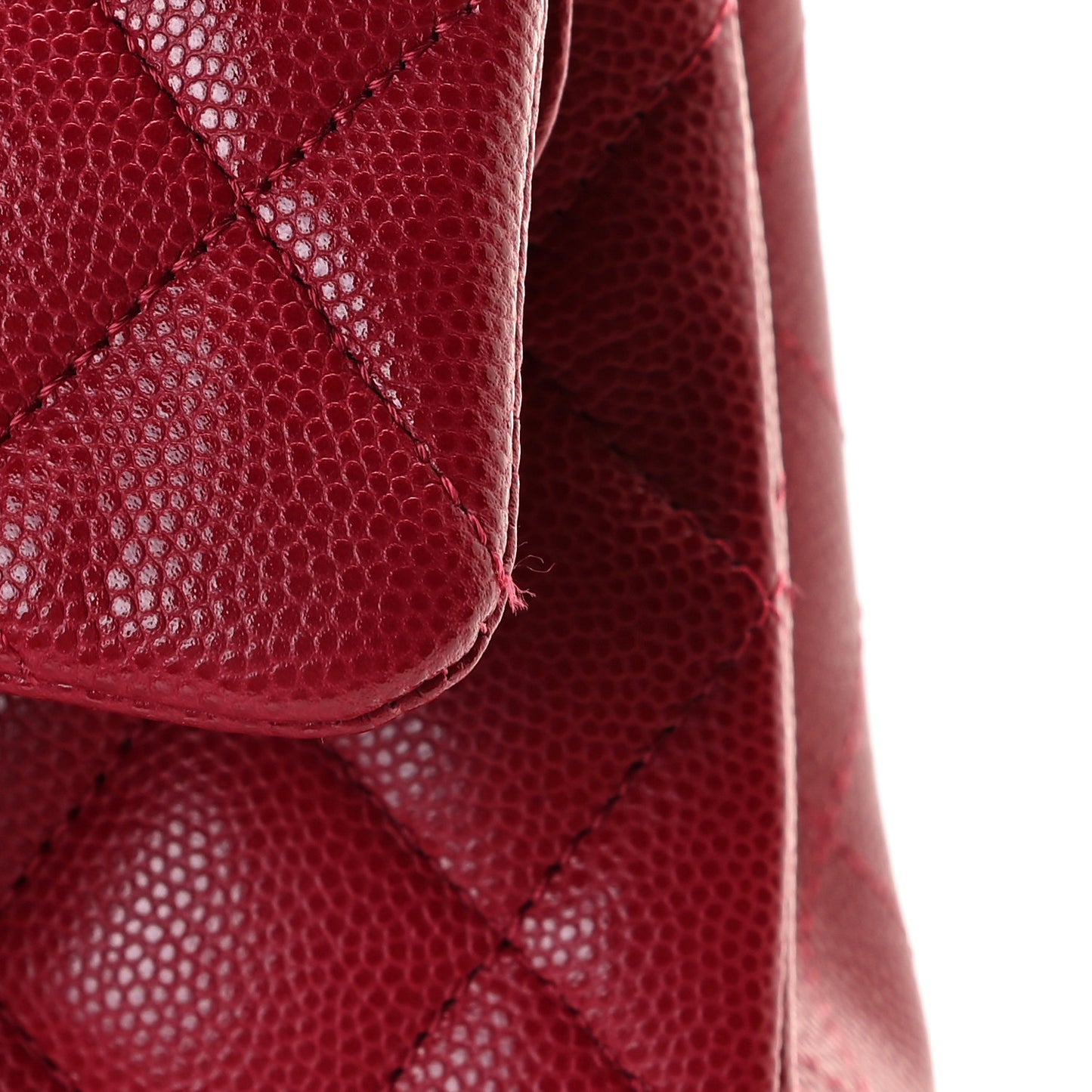 Caviar Quilted Medium Double Flap Red
