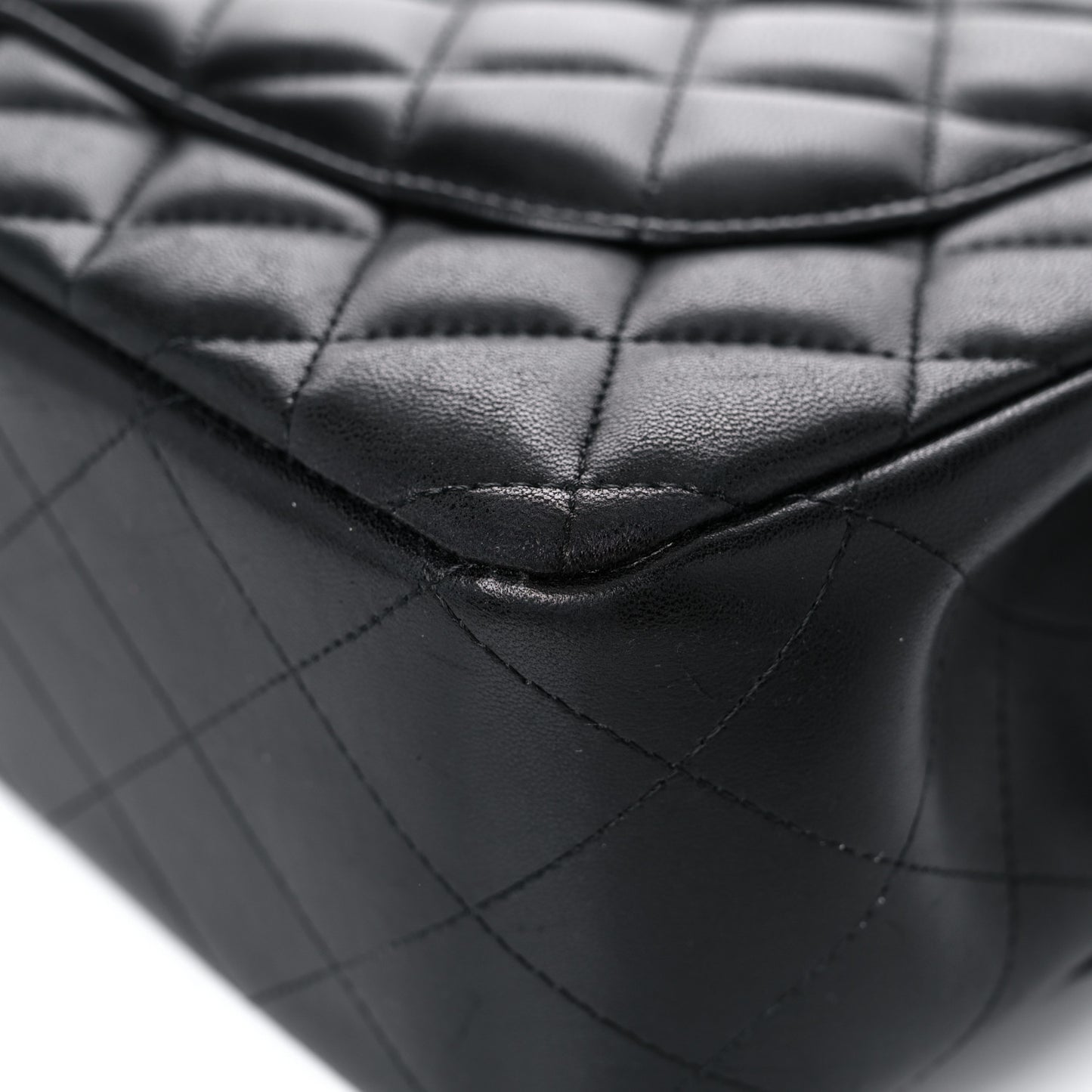 Lambskin Quilted Jumbo Double Flap Black