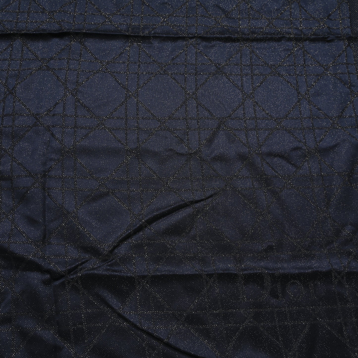 Wool Silk Metallic Cannage Scarf Blue Gold