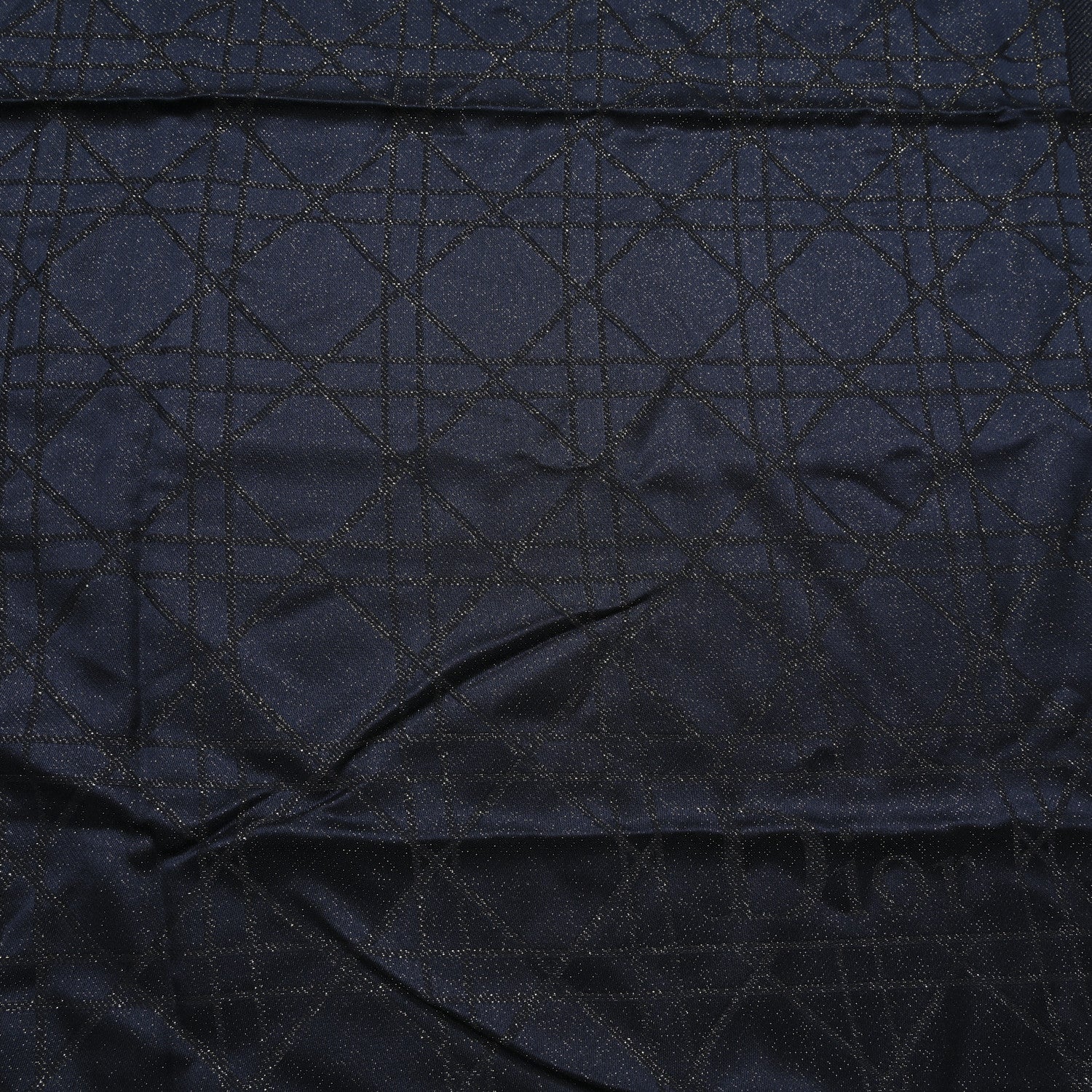 Christian Dior Wool Silk Metallic Cannage Scarf Blue Gold 2 of 3