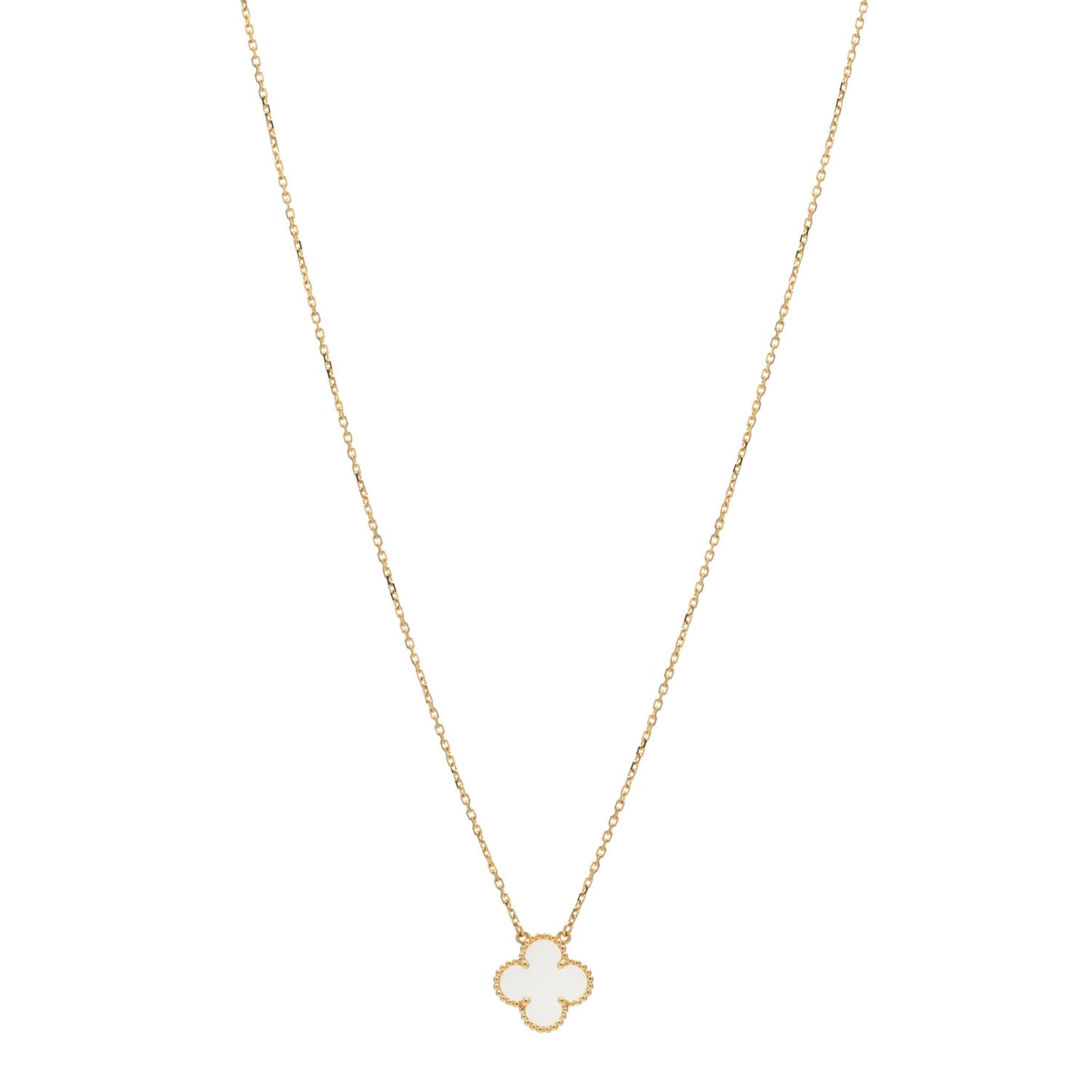 18K Yellow Gold Mother of Pearl Vintage Alhambra Pendant Necklace