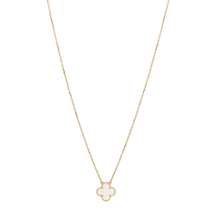 Van Cleef & Arpels 18K Yellow Gold Mother of Pearl Vintage Alhambra Pendant Necklace 1 of 5