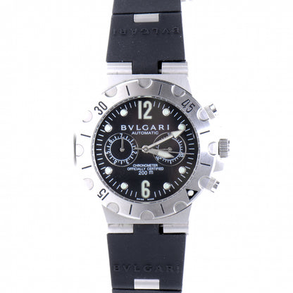 Bulgari BVLGARI Stainless Steel Rubber 38mm Diagno Scuba Chronograph Automatic Watch Black 1 of 5