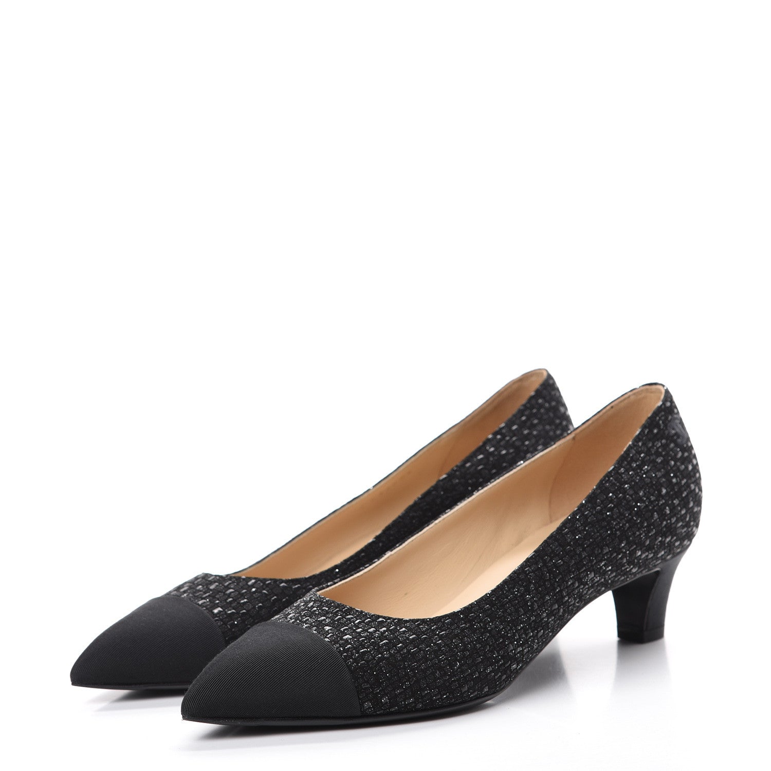 Chanel Tweed Grosgrain Cap Toe Gabrielle Pumps 35.5 Black 3 of 9