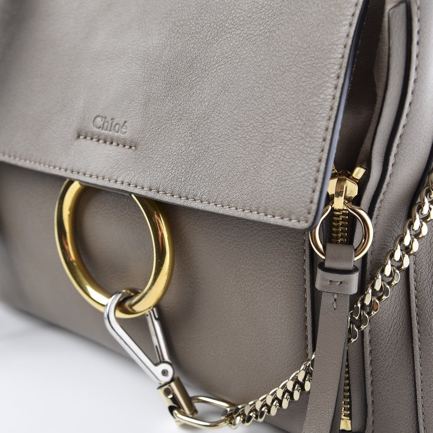 Calfskin Small Faye Day Shoulder Bag Motty Grey