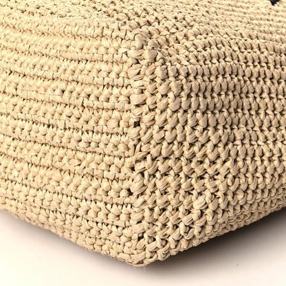 Prada Yarn Raffia Effect Crochet Embroidered Logo Tote Naturale 10 of 10
