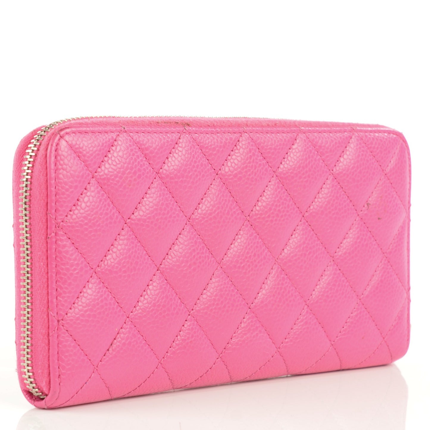 Caviar Quilted Large Gusset Zip Around Wallet Pink