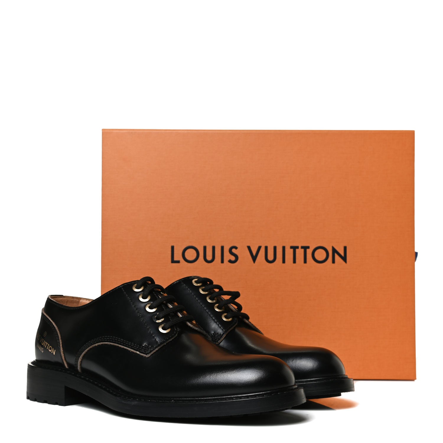 Louis Vuitton Calfskin Mens Derby Shoes 7.5 Black 11 of 11
