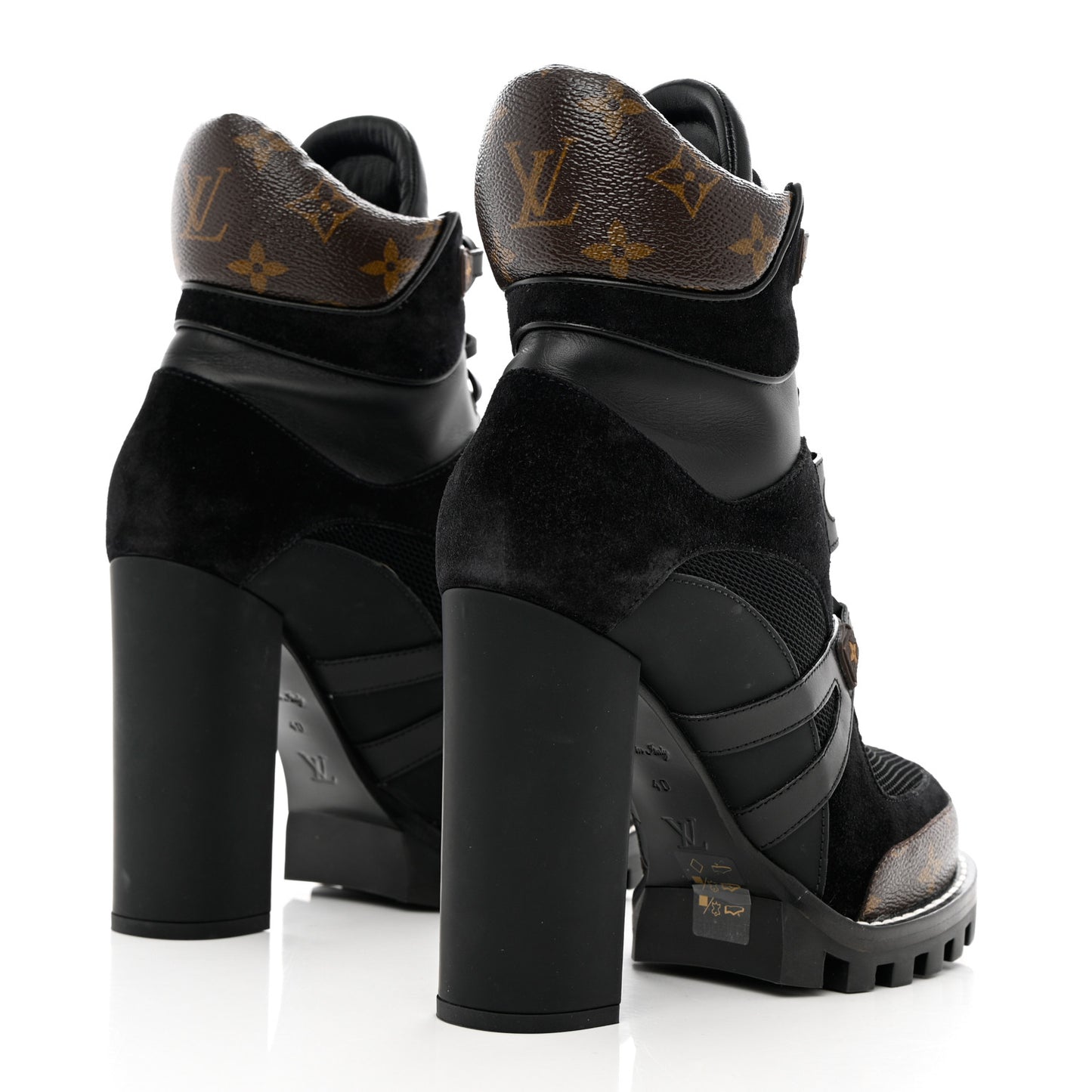 Suede Calfskin Monogram Star Trail Ankle Boots 40 Black