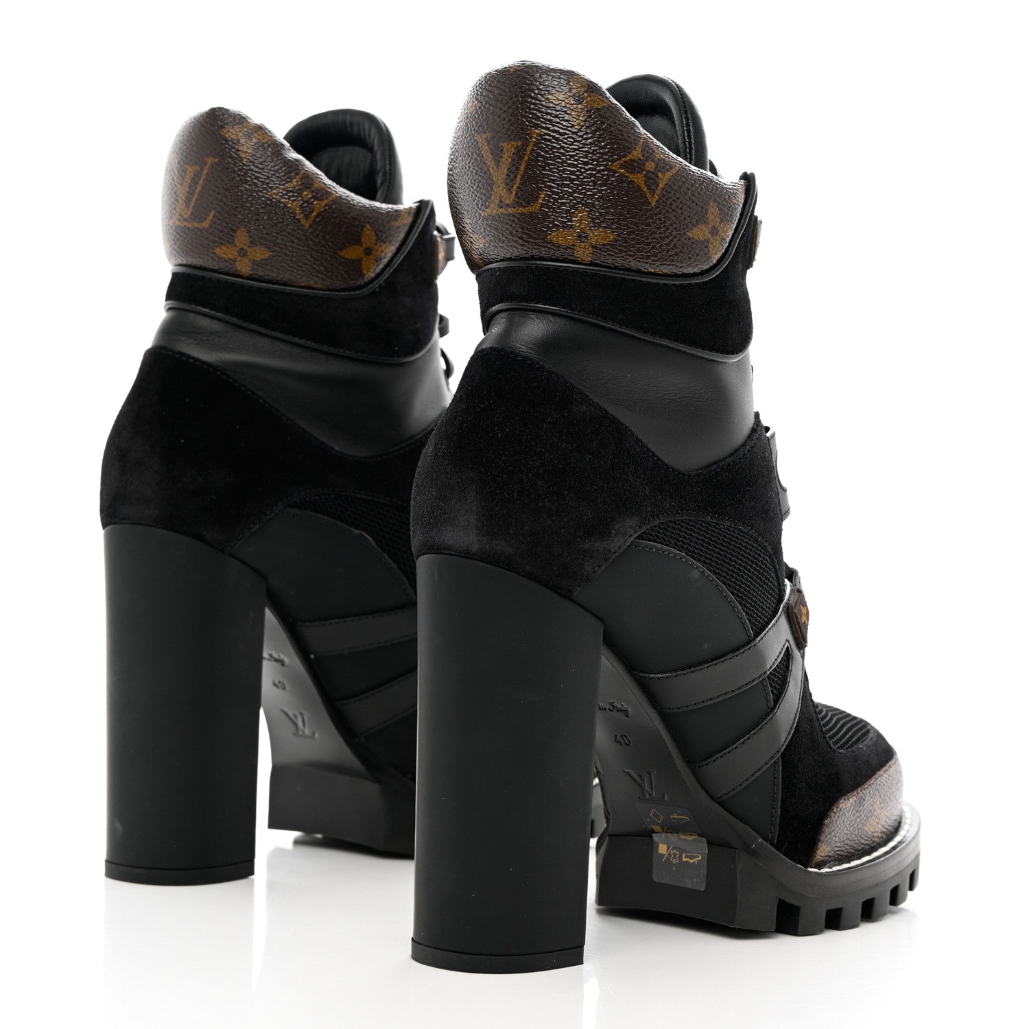 Louis Vuitton Suede Calfskin Monogram Star Trail Ankle Boots 40 Black 4 of 14