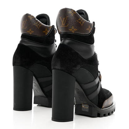 Louis Vuitton Suede Calfskin Monogram Star Trail Ankle Boots 40 Black 4 of 14
