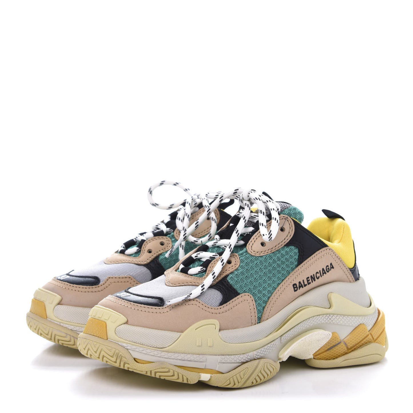 Fabric Mesh Womens Triple S Sneakers 37 Jaune Beige Vert Black Gris