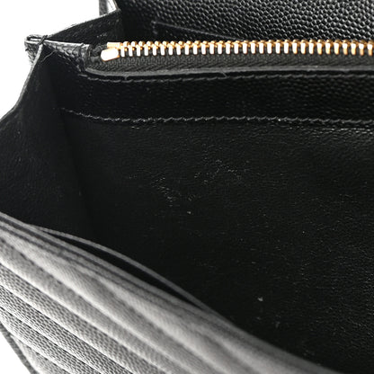 Saint Laurent Grain De Poudre Matelasse Chevron Monogram Chain Wallet Black 13 of 15