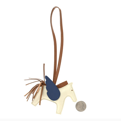 Hermes Milo Lambskin Grigri Rodeo Pegase Horse Bag Charm PM Craie Gold Bleu Tie 2 of 5