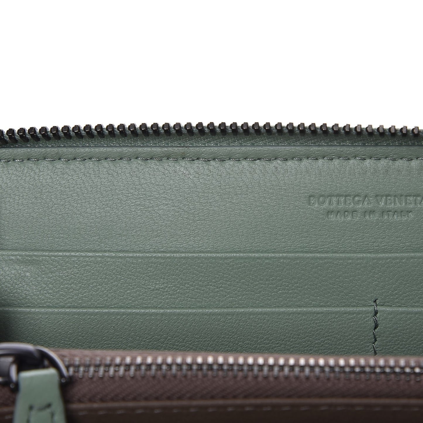 Nappa Intrecciato Zip Around Wallet New Sage
