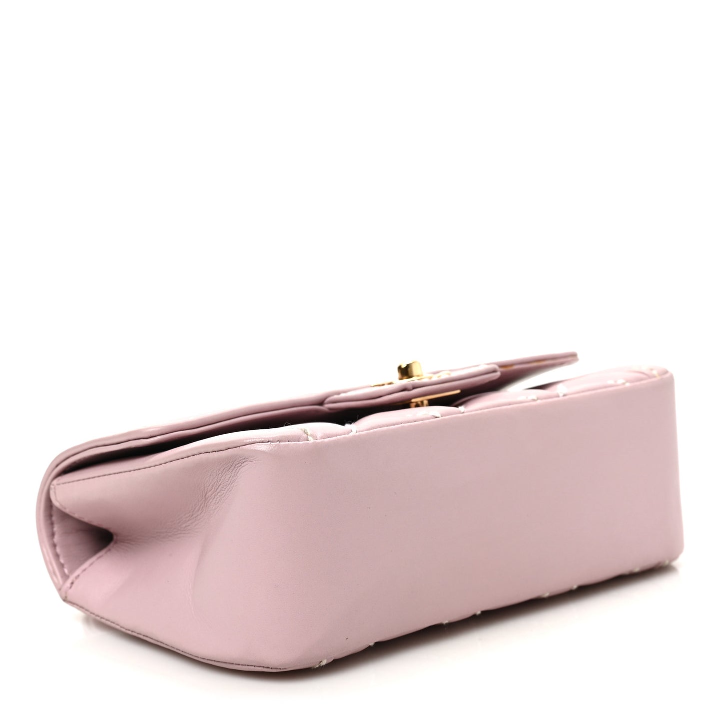 Calfskin Quilted Wild Stitch Mini Flap Light Purple
