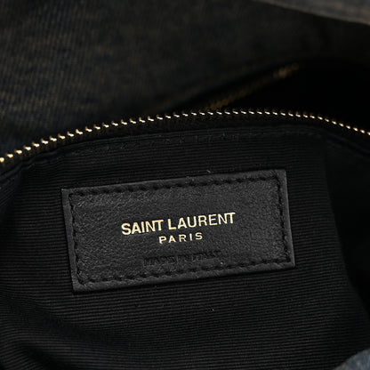 Saint Laurent Denim Quilted Medium Loulou Puffer Monogram Chain Satchel Blue Cinnamon 6 of 10