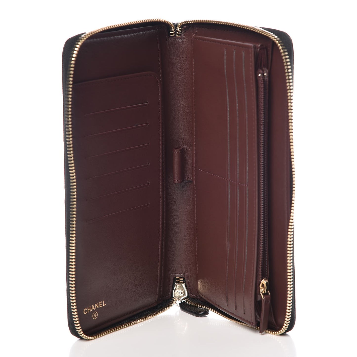 Caviar Quilted Large Zip Around Organizer Wallet Black