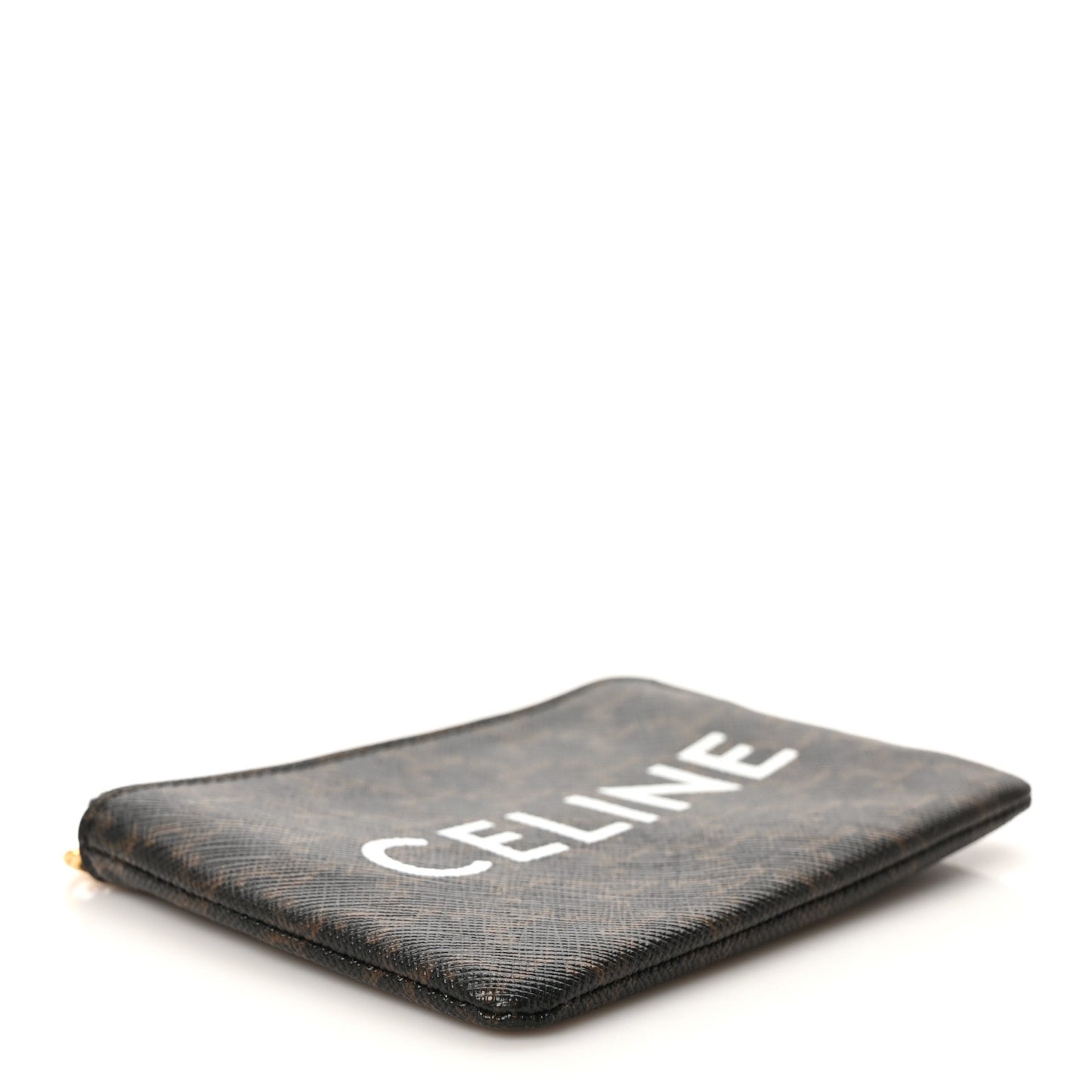 Triomphe Canvas Logo Coin and Card Pouch With Hook Black