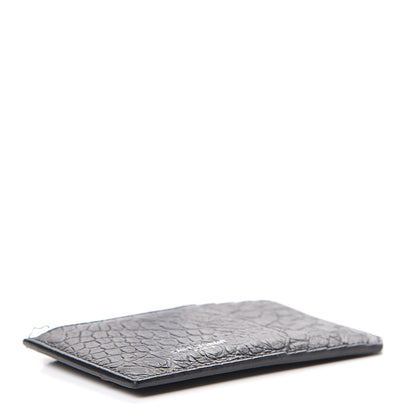 Saint Laurent Calfskin Crocodile Embossed 5 Fragments Zip Card Case Black 3 of 7