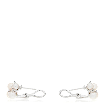 Mikimoto 18K White Gold Diamond 4.75mm-6mm Akoya Pearl Cluster Earrings 3 of 5