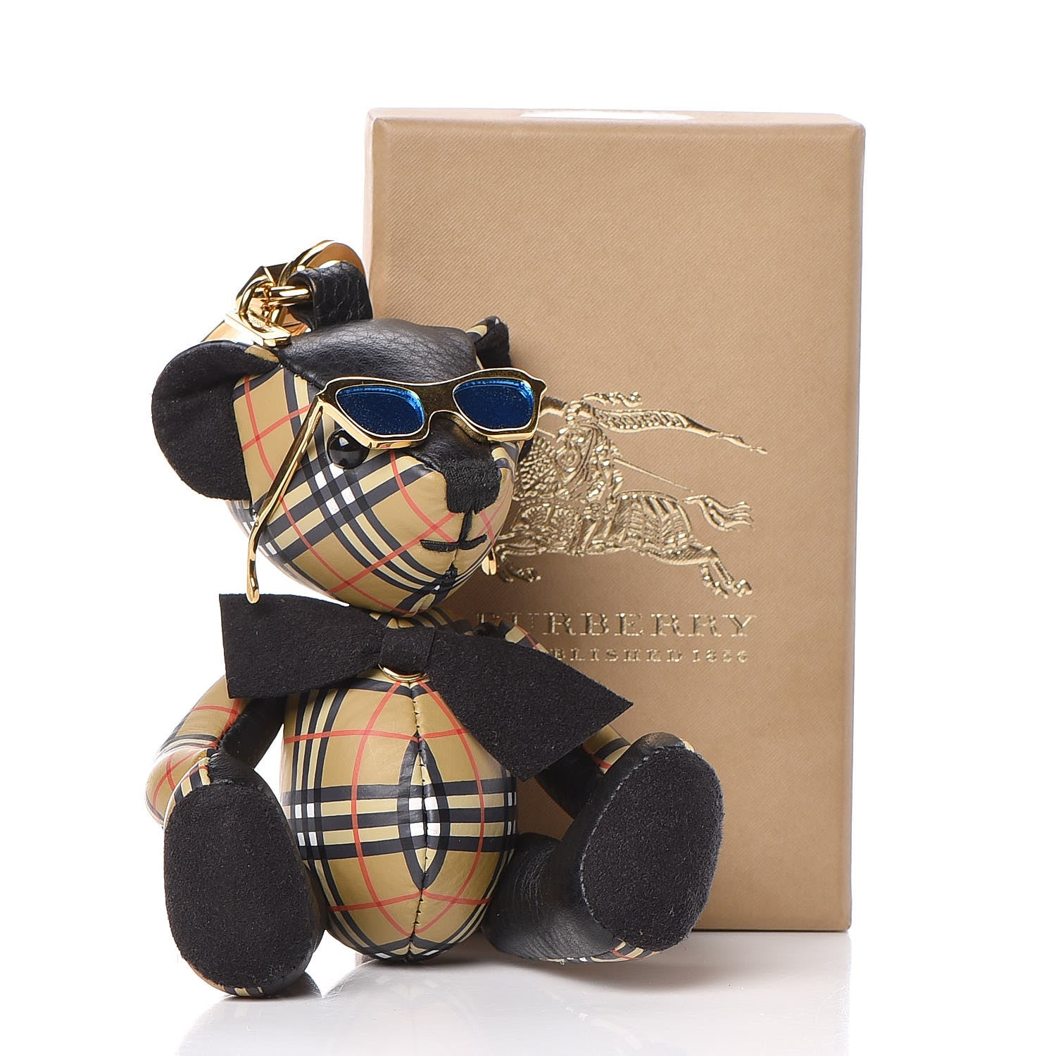 Burberry Calfskin Mini Check Thomas Charm Black Antique Yellow 4 of 4