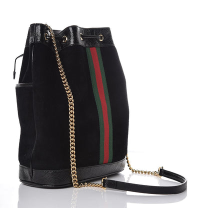 Gucci Suede Patent Web Medium Rajah Bucket Bag Black 3 of 8