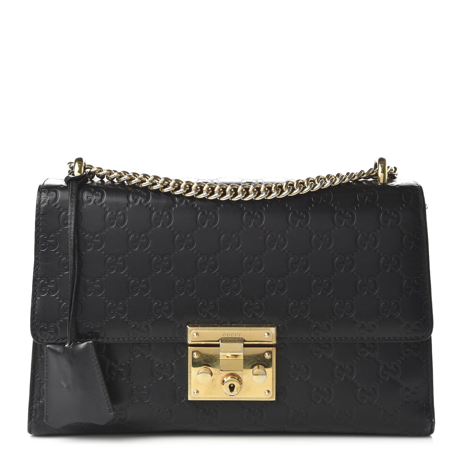 Gucci Guccissima Medium Padlock Shoulder Bag Black 1 of 13