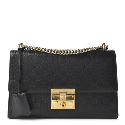 Gucci Guccissima Medium Padlock Shoulder Bag Black 1 of 13