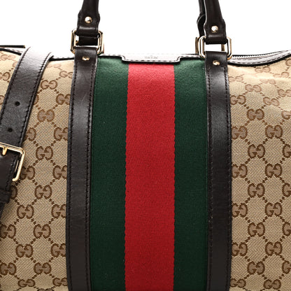 Gucci Monogram Selleria Calfskin Vintage Web Medium Boston Beige Ebony Cocoa 8 of 10
