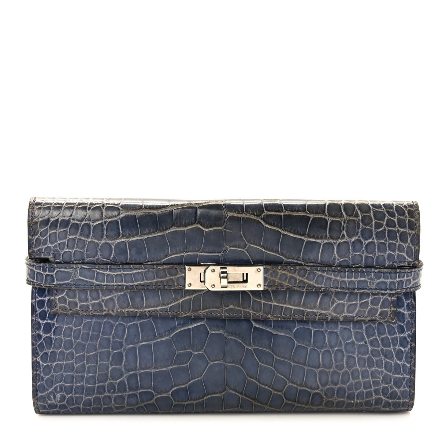 Matte Alligator Kelly Longue Wallet Bleu De Malte