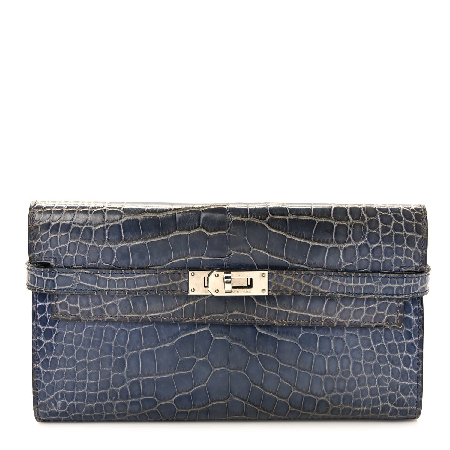 Hermes Matte Alligator Kelly Longue Wallet Bleu De Malte 1 of 6
